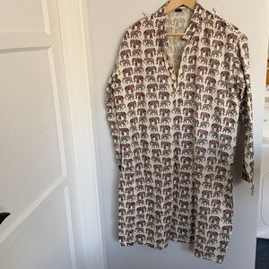 Indian shirt Elephant Print Kurta Men size XL